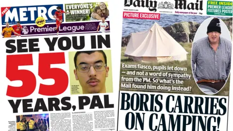 Composite image of the Metro and Daily Mail front pages