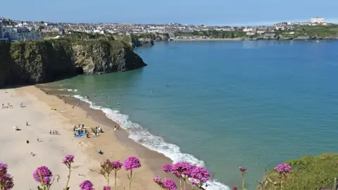 Getty Images Looking over the cliffs to Tolcarne beach, Newquay in summer