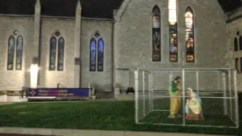 Facebook Christ Church Cathedral in Indianapolis, Indiana, put the display up on Monday night.