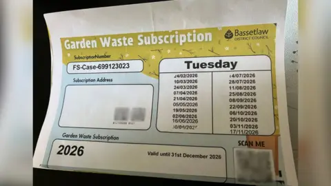 Bassetlaw District Council A picture of the fake leaflet. It has a list of the collection dates and has 'Bassetlaw District Council' written in the top right hand corner.
