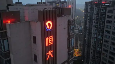 Getty Images Aerial view of a China Evergrande property development in Nanjing, China on the early morning.