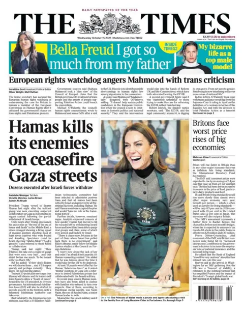  “Hamas kills its enemies on ceasefire Gaza streets”.