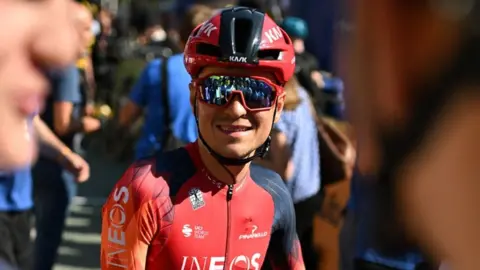 Getty Images Tom Pidcock prior to the first stage of the race in Greater Manchester on Sunday