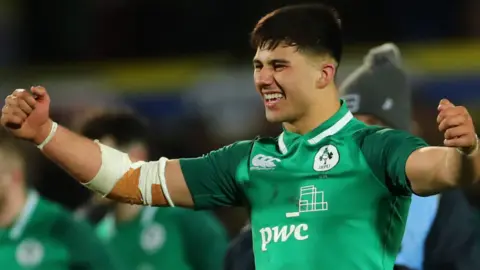 Dan Kelly celebrates Ireland Under-20s' win in Franklin Gardens