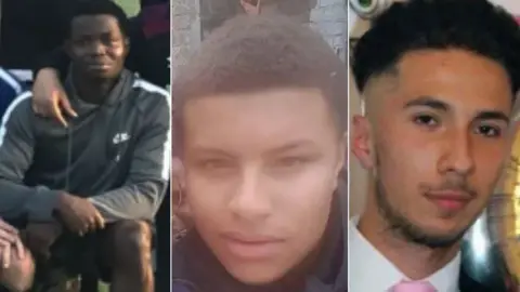 FootballSculoa/Met Police Murder victims Taofeek Lamidi, Kyall Parnell and Steve Narvaez Jara