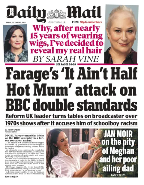 "Farage's 'It Ain't Half Hot Mum' attack on BBC double standards" 