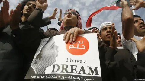 Getty Images Members of the Bidun community protesting