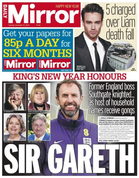 Sir Gareth, reads the headline in the Daily Mirror 