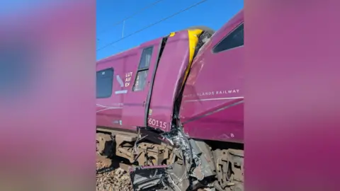 Alex Knight Image showing damage to train during crash in Bedford
