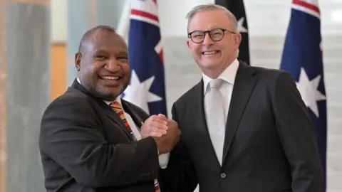 EPA James Marape and Anthony Albanese