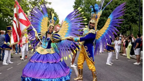 PA Media Performers on Monday's adult parade at Notting Hill carnival