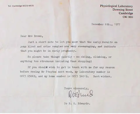 Bristol Archives/PA Wire Correspondence from a doctor, which forms part of the Lesley Brown archive, a collection of items kept by the mother of the world's first test tube baby.