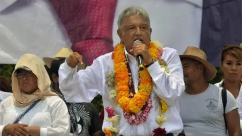 AFP Mexico's presidential candidate for the Morena party, Andres Manuel Lopez Obrador, delivers a speech during a campaign rally in Iguala, Guerrero state, Mexico on May 25, 2018