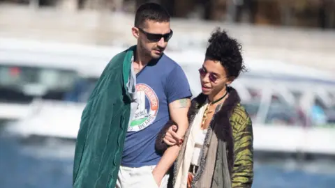 Getty Images Shia LaBeouf and FKA twigs in Paris, France, in September 2018