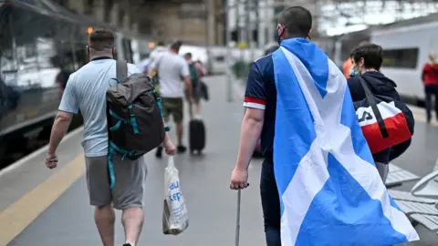Getty Images Scotland fans at Central station