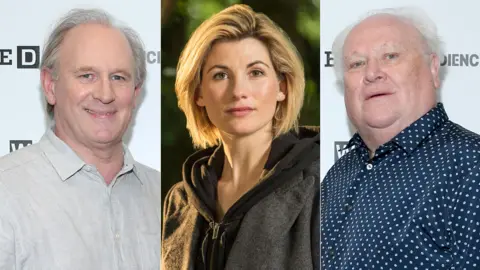 Getty Images/BBC Peter Davison, Jodie Whittaker and Colin Baker