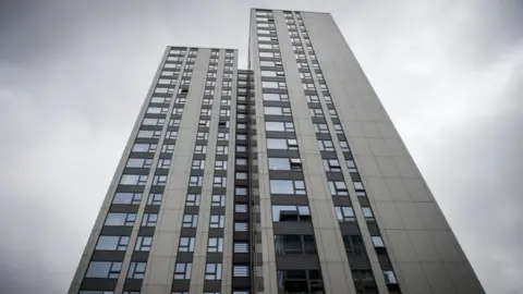 Tower block with cladding