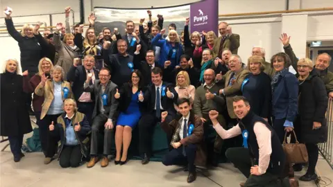 BBC All smiles as the Tories celebrate taking back Brecon and Radnorshire from the Lib Dems, just four months after they lost it in a by-election