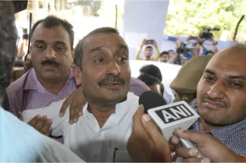 Getty Images BJP MLA Kuldeep Singh Sengar produced at CBI court, on April 14, 2018 in Lucknow, India.