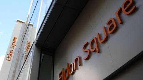 A picture of an Eldon Square sign 