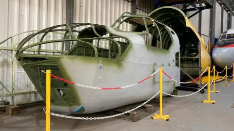 South Yorkshire Aircraft Museum The plane as it currently exists, disassembled into different parts which the museum intends to restore before returning it to a complete aircraft.