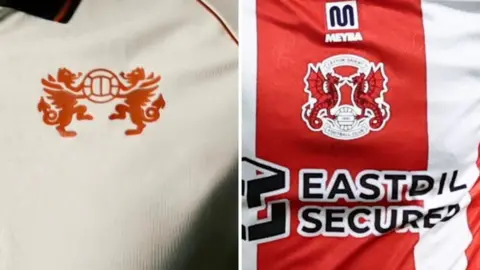 Left: The Wrexham third-kit crest and on the right, Leyton Orient's