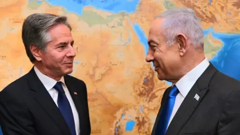 EPA File image of Antony Blinken and Benjamin Netanyahu