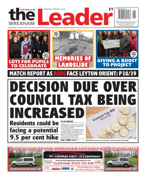 The Wrexham Leader Front page of the Wrexham Leader