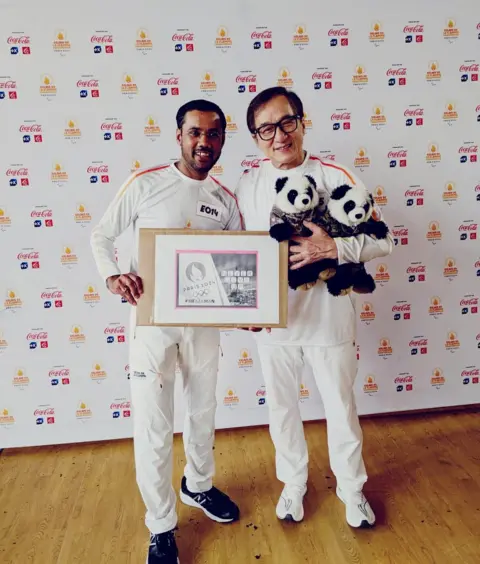 Mohammed with Chinese-American Hollywood actor Jackie Chan