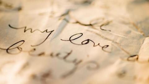A close up of a love letter