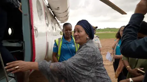 Kevin McGregor / BBC UN Deputy Secretary General Amina Mohamed getting into a helicopter