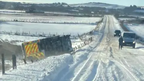 Overturned ambulance