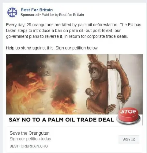 Facebook "Every day, 25 orangutans are killed by palm oil deforestation. The EU has taken steps to introduce a ban..."