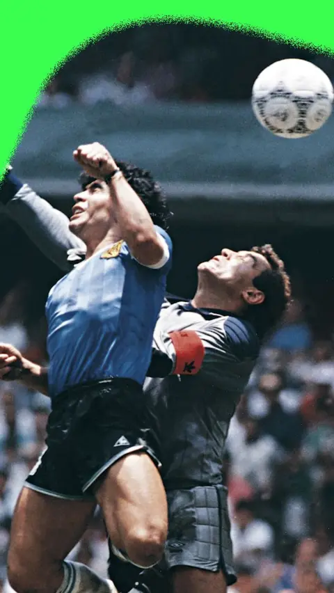 Diego Maradona and Peter Shilton