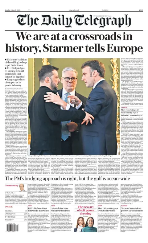 The front page of the Daily Telegraph. 