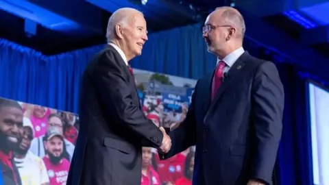 Getty Images The UAW endorsed Joe Biden for president in January