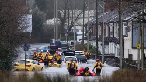 Getty Images Flooding in Nantgarw during Storm Dennis in February 2020