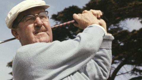 Bobby Locke playing a shot at Wentworth in 1964