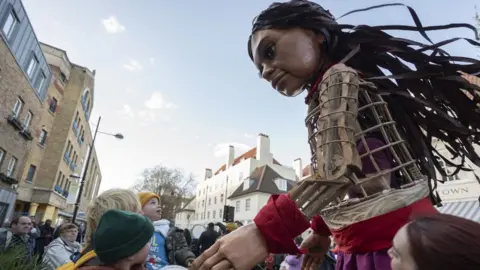 Getty Images Little Amal in North London