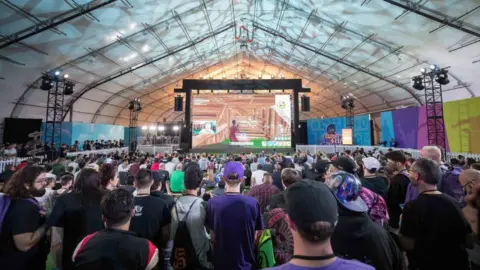 Getty Images Crowd of fans watching Fortnite competition at TwitchCon, San Jose Convention Center on October 26, 2018 in San Jose, California