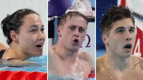 A split image of Alice Tai, Stephen Clegg and William Ellard after they all won Paralympic gold medals