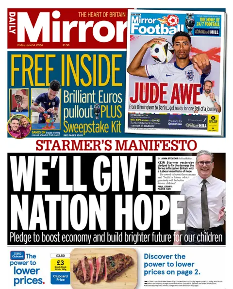 Daily Mirror headline: "We'll give the nation hope".