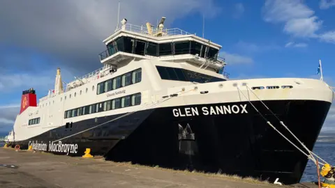 BBC MV Glen Sannox berthed.