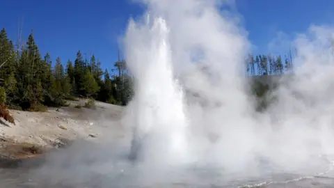 The geyser seen erupting