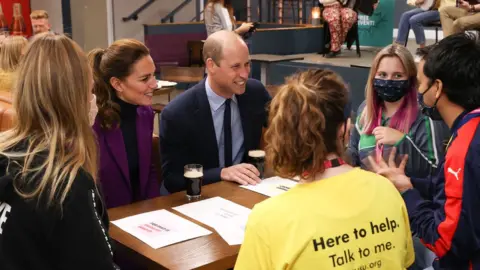 PA Media Prince William and Catherine meeting students