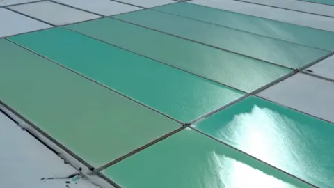 Getty Images Evaporation pools of the state-owned lithium extraction complex, in the southern zone of the Uyuni Salt Flat, Bolivia