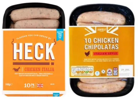 Heck Heck's packaging and Aldi's, side by side