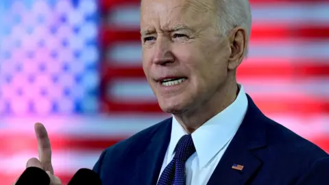 Getty Images US President Joe Biden speaks in Pittsburgh, Pennsylvania, on March 31, 2021.