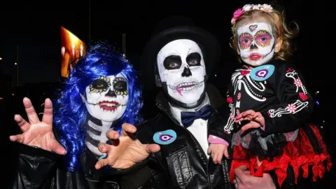 Pacemaker A family in costumes at the Halloween Monster Mash in Belfast