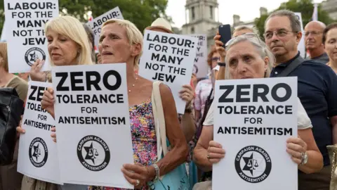 Getty Images Protest in 2018 over Labour's handling of anti-Semitism